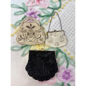 Vintage Beaded Handbags Lot of 3 Evening‎ Clutch Purses Sequin Shell Style 1950